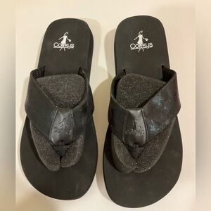 Corkys Clover Black Foam Flip Flops size 8 New